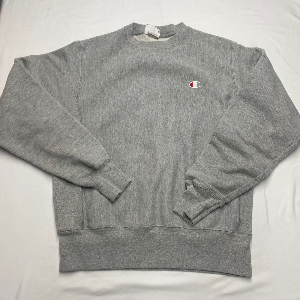Champion Reverse Weave Crewneck Sweatshirt Gray Small Embroidered Logo